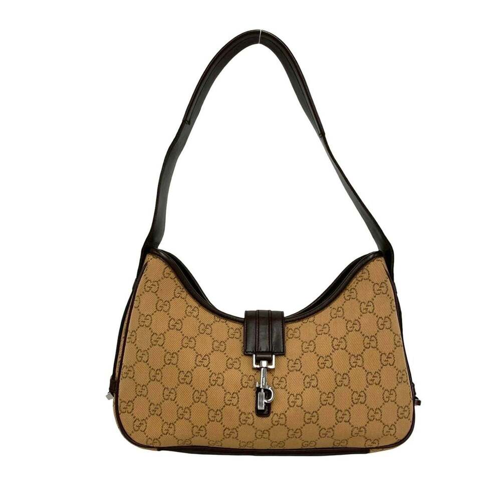 GUCCI Authentic Brown Leather Shoulder Bag